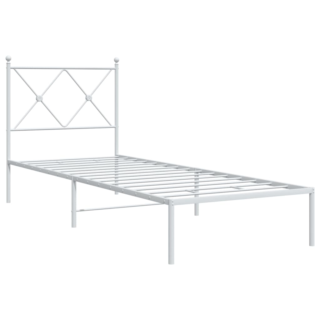 vidaXL Bed Frame | White | Powder-Coated Steel | Single | Bed Frame