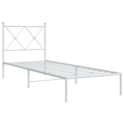 vidaXL Bed Frame | White | Powder-Coated Steel | Single | Bed Frame