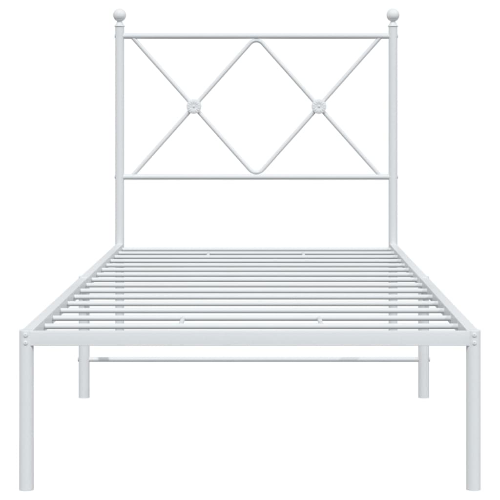vidaXL Bed Frame | White | Powder-Coated Steel | Single | Bed Frame