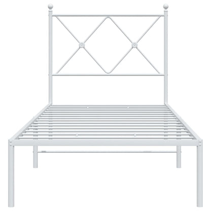 vidaXL Bed Frame | White | Powder-Coated Steel | Single | Bed Frame