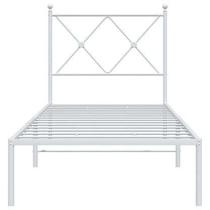 vidaXL Metal Bed Frame without Mattress with Headboard White 80x200cm