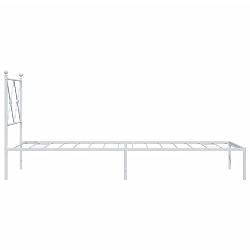 vidaXL Bed Frame | White | Powder-Coated Steel | Single | Bed Frame