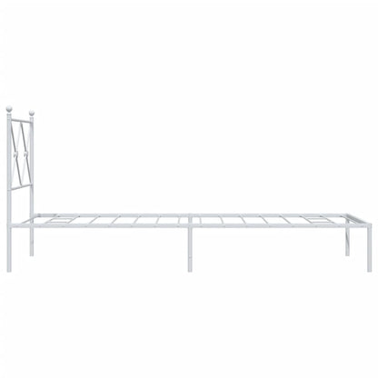 vidaXL Bed Frame | White | Powder-Coated Steel | Single | Bed Frame