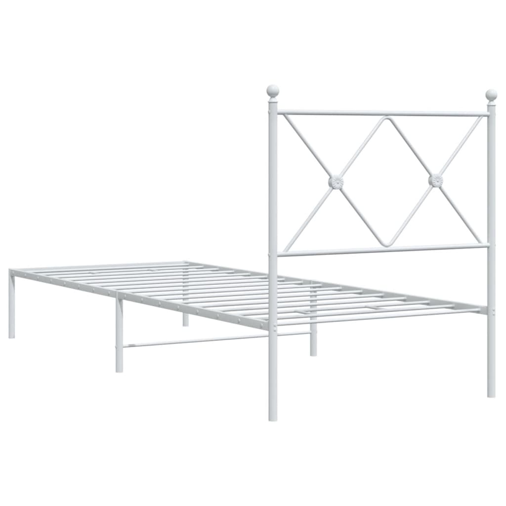 vidaXL Bed Frame | White | Powder-Coated Steel | Single | Bed Frame