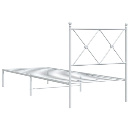 vidaXL Bed Frame | White | Powder-Coated Steel | Single | Bed Frame