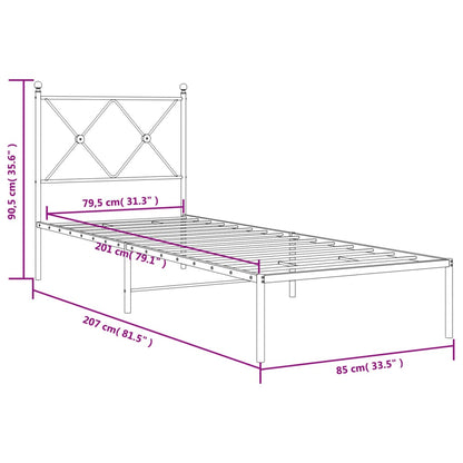 vidaXL Bed Frame | White | Powder-Coated Steel | Single | Bed Frame