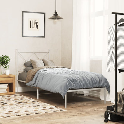 vidaXL Bed Frame | White | Powder-Coated Steel | Single | Bed Frame