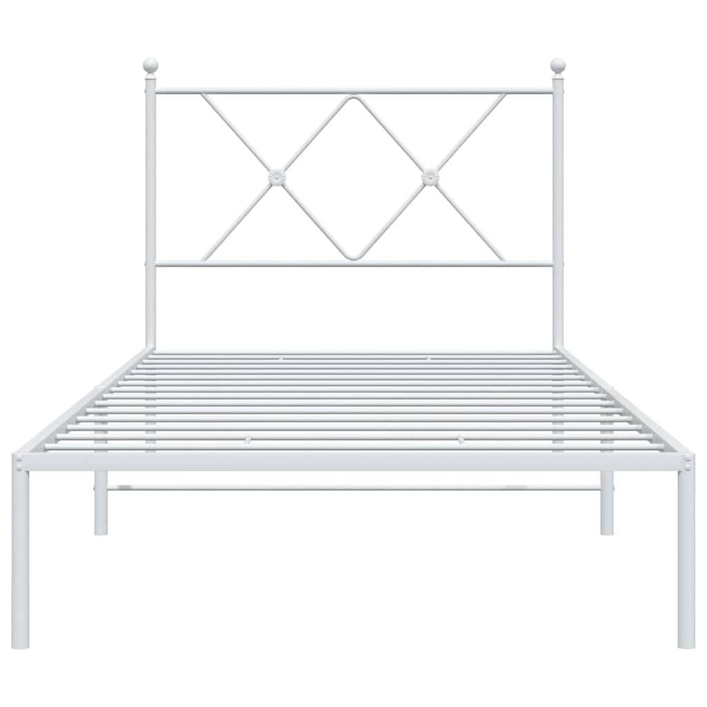vidaXL Metal Bed Frame without Mattress with Headboard White 90x190cm
