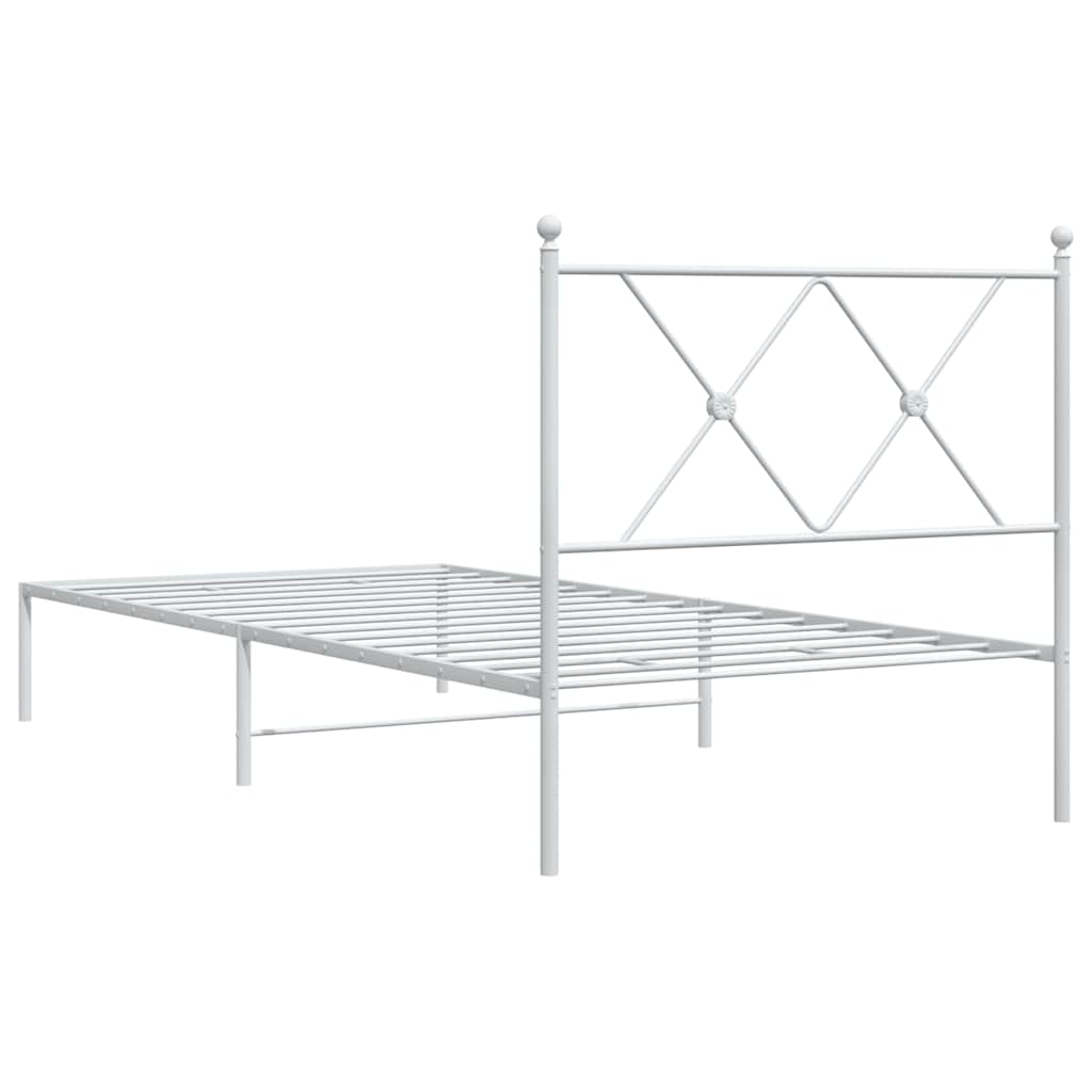 vidaXL Metal Bed Frame without Mattress with Headboard White 90x190cm