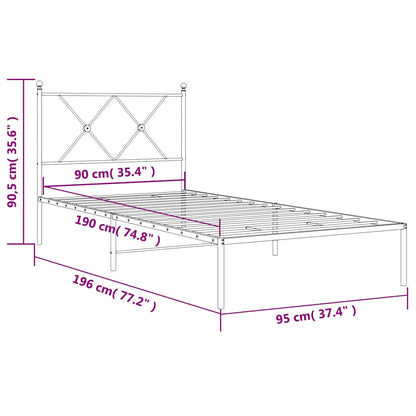 vidaXL Metal Bed Frame without Mattress with Headboard White 90x190cm