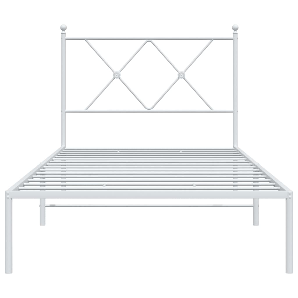 vidaXL Metal Bed Frame without Mattress with Headboard White 90x200cm