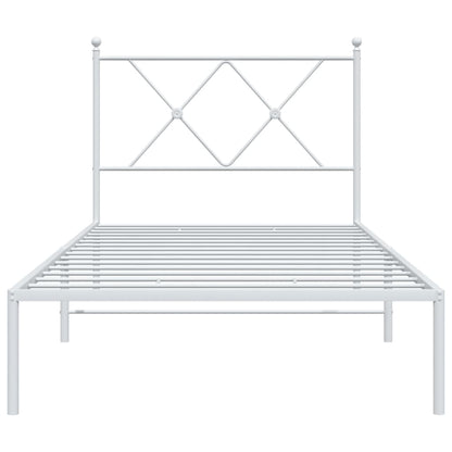 vidaXL Metal Bed Frame without Mattress with Headboard White 90x200cm