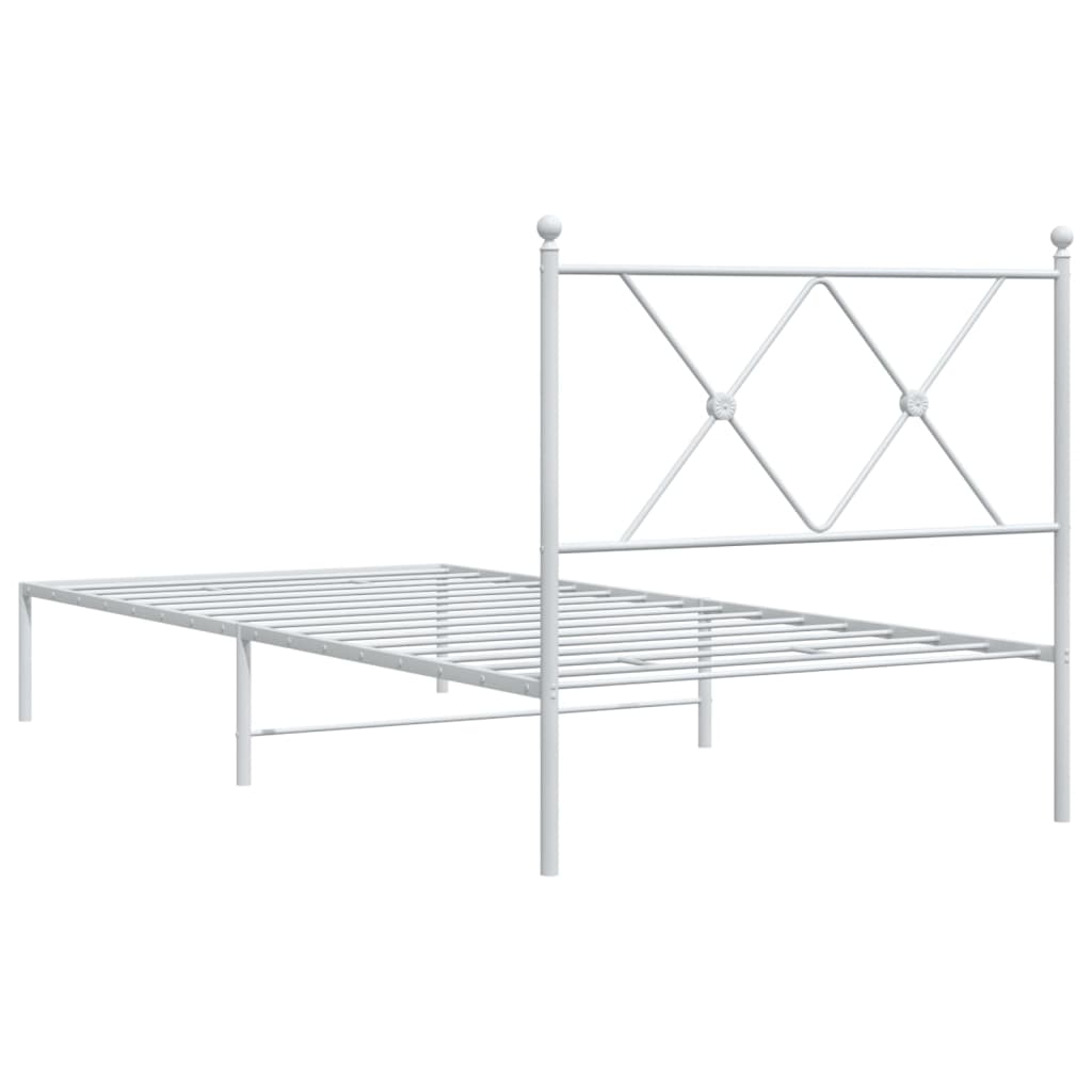 vidaXL Metal Bed Frame without Mattress with Headboard White 90x200cm