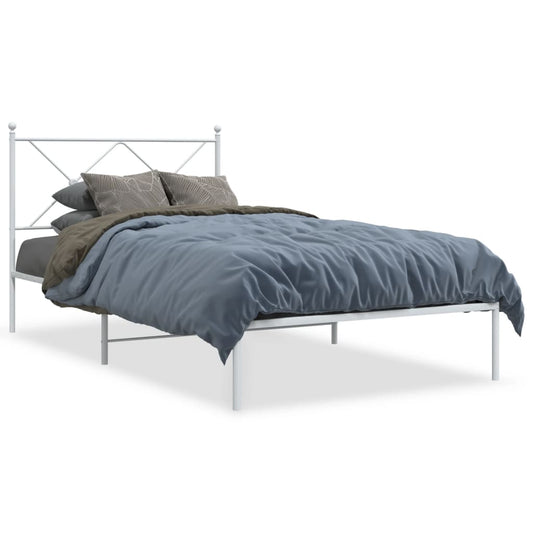 vidaXL Bed Frame | White | Powder-coated Steel | Single |  Durable  | Bed Frame