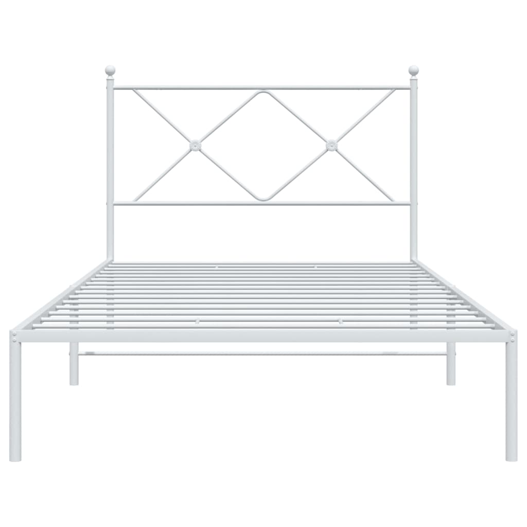 vidaXL Bed Frame | White | Powder-coated Steel | Single |  Durable  | Bed Frame