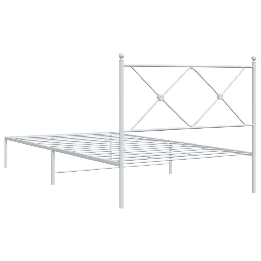 vidaXL Bed Frame | White | Powder-coated Steel | Single |  Durable  | Bed Frame