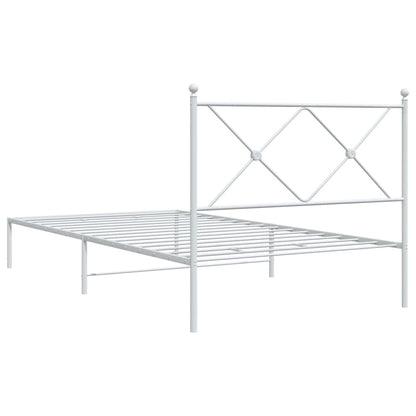 vidaXL Bed Frame | White | Powder-coated Steel | Single |  Durable  | Bed Frame