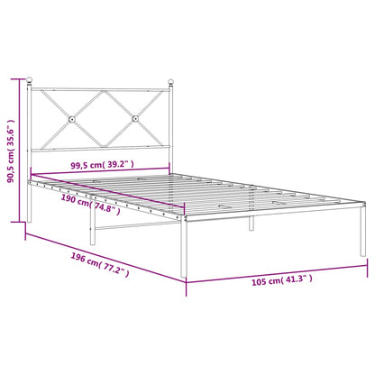 vidaXL Bed Frame | White | Powder-coated Steel | Single |  Durable  | Bed Frame