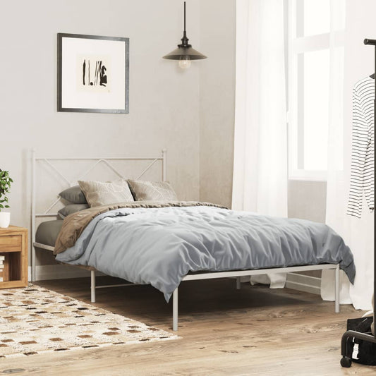 vidaXL Bed Frame | White | Powder-coated Steel | Single |  Durable  | Bed Frame