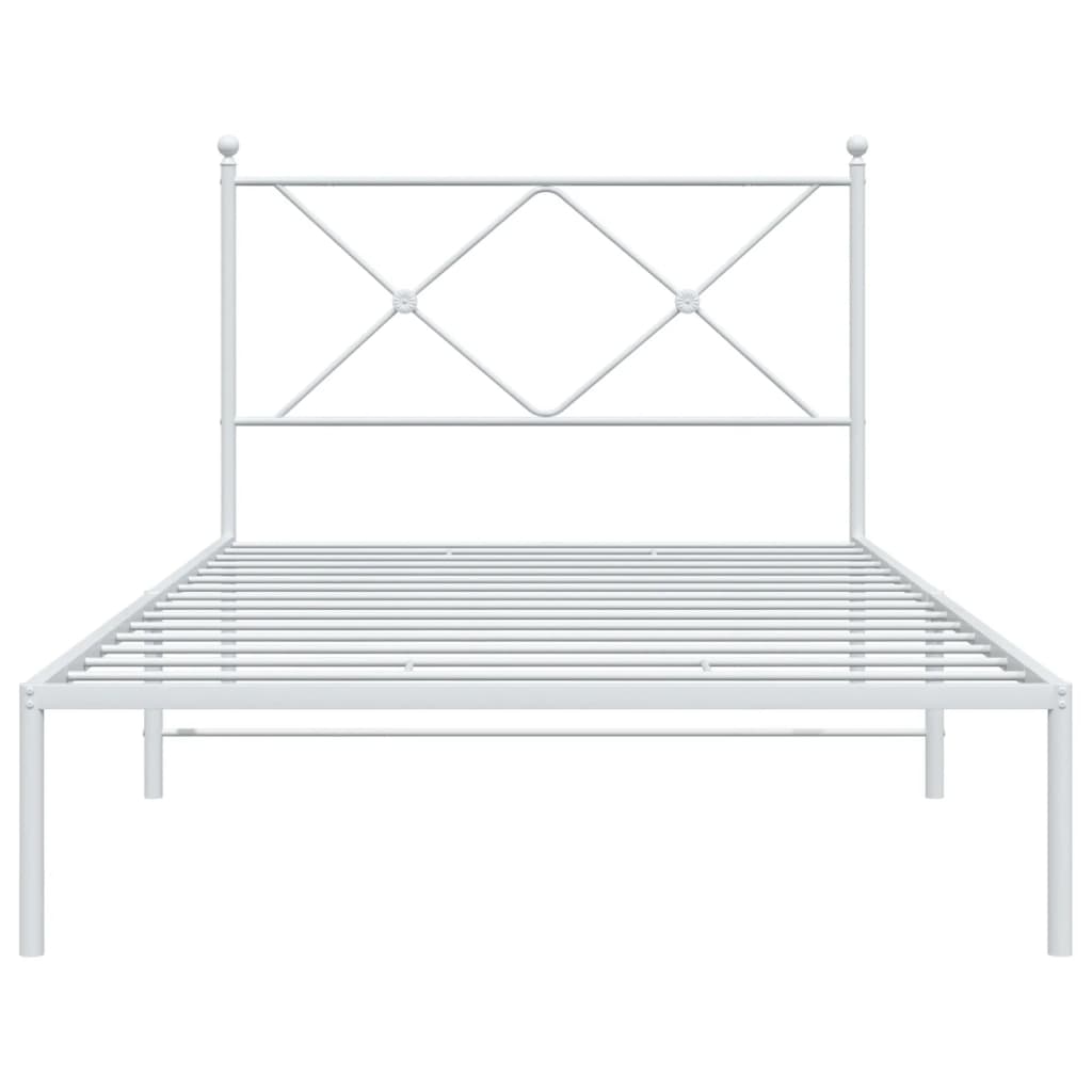 vidaXL Metal Bed Frame without Mattress with Headboard White 100x200cm
