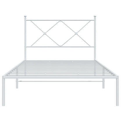 vidaXL Metal Bed Frame without Mattress with Headboard White 100x200cm