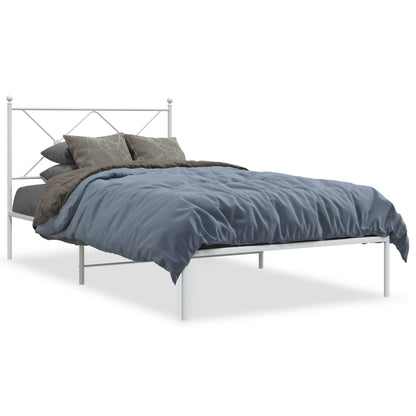 vidaXL Bed Frame | White | Powder-Coated Steel | Single | Bed Frame