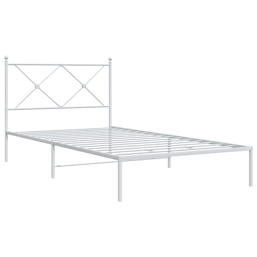 vidaXL Bed Frame | White | Powder-Coated Steel | Single | Bed Frame