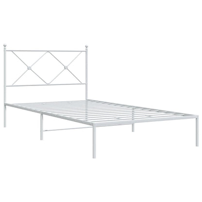 vidaXL Bed Frame | White | Powder-Coated Steel | Single | Bed Frame
