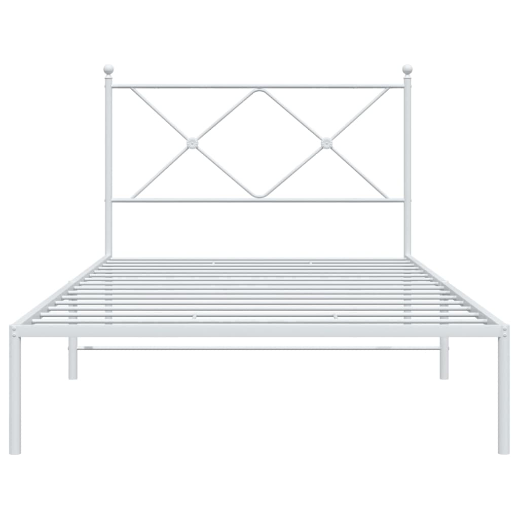 vidaXL Bed Frame | White | Powder-Coated Steel | Single | Bed Frame