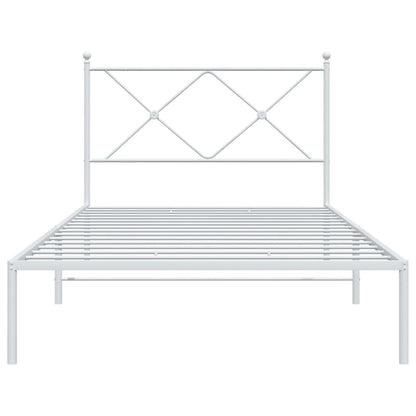 vidaXL Bed Frame | White | Powder-Coated Steel | Single | Bed Frame