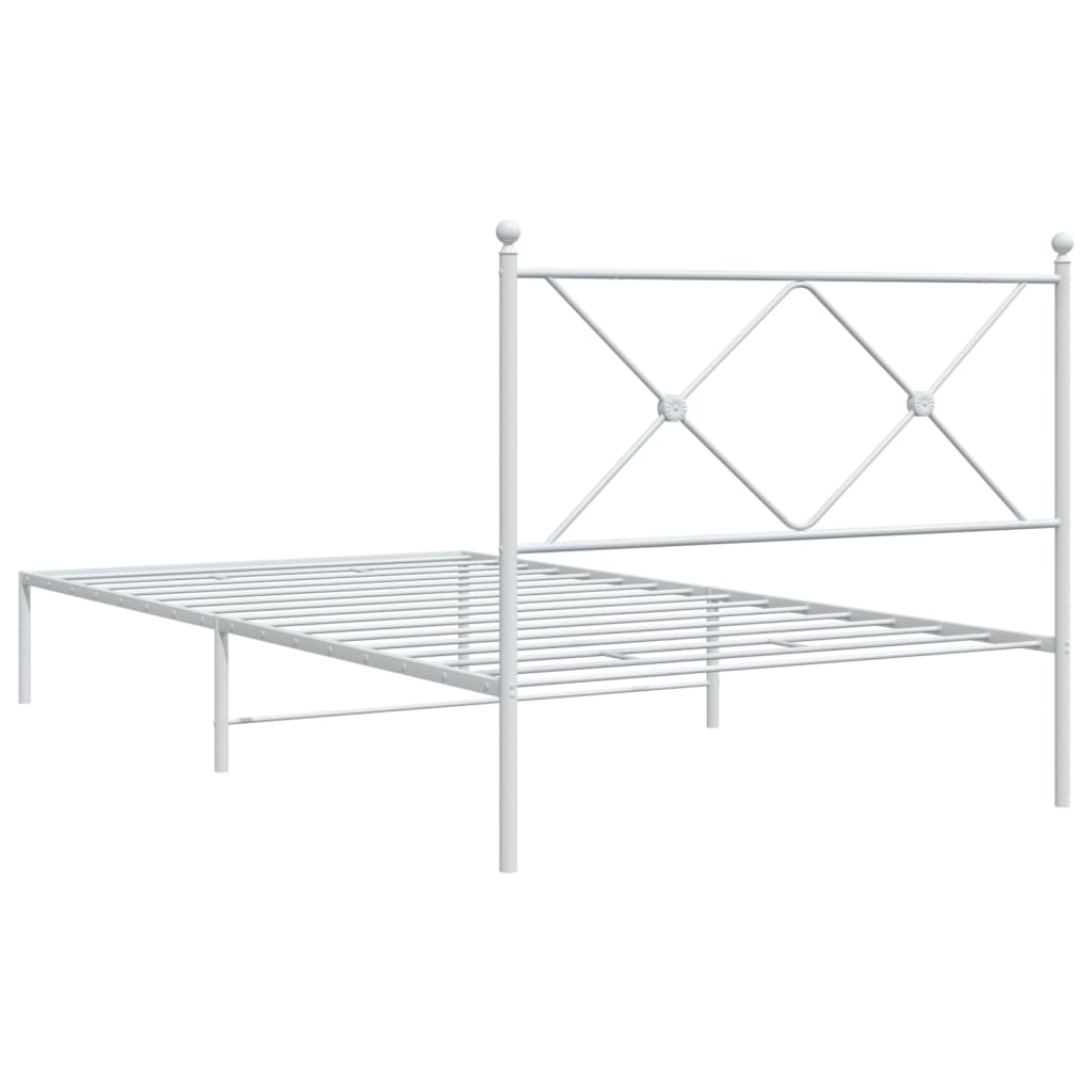 vidaXL Bed Frame | White | Powder-Coated Steel | Single | Bed Frame