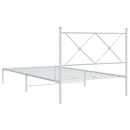 vidaXL Bed Frame | White | Powder-Coated Steel | Single | Bed Frame