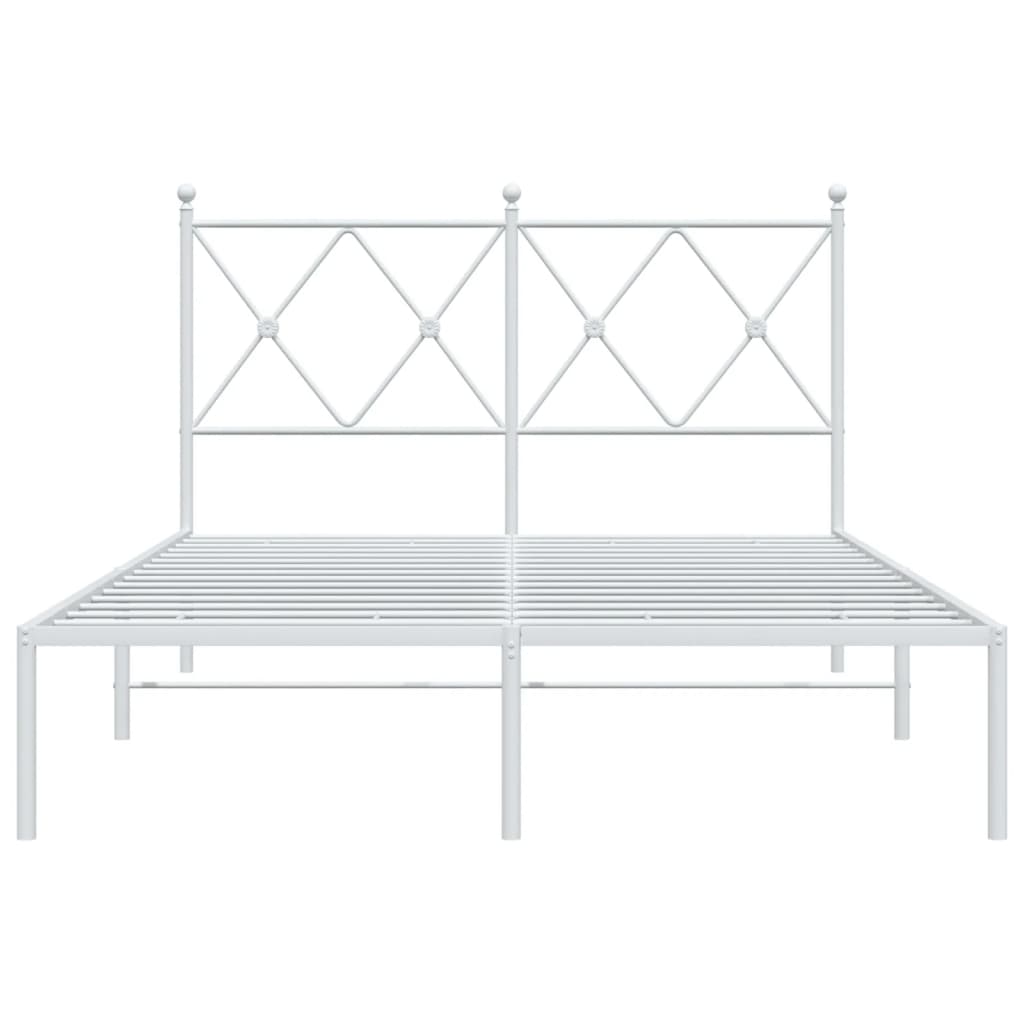 vidaXL Metal Bed Frame without Mattress with Headboard White 120x190cm