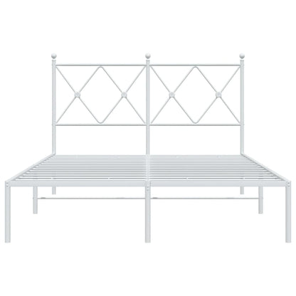 vidaXL Metal Bed Frame without Mattress with Headboard White 120x190cm