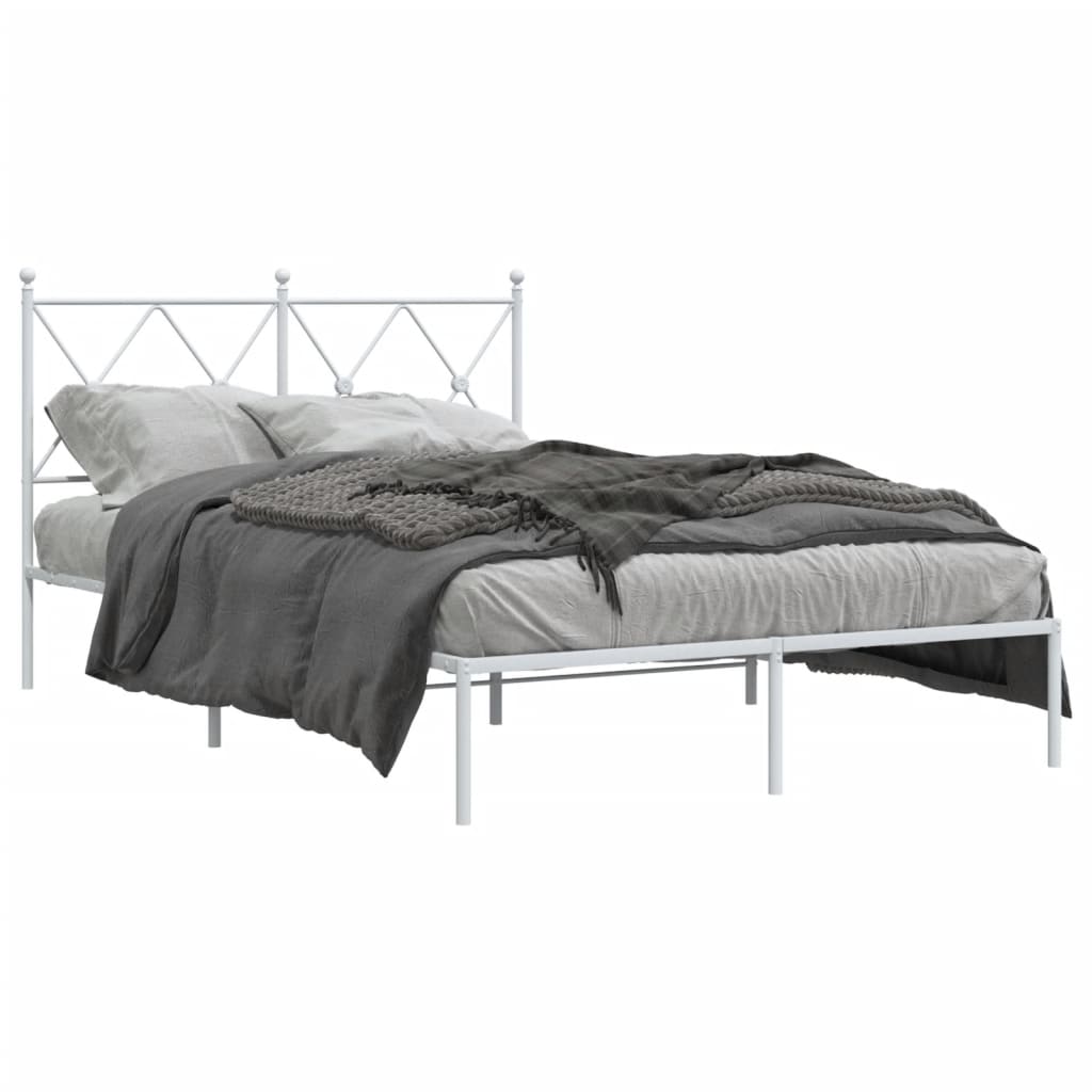 vidaXL Bed Frame | White | Steel | 120x200 cm | Bed Frame | Rectangular | Modern