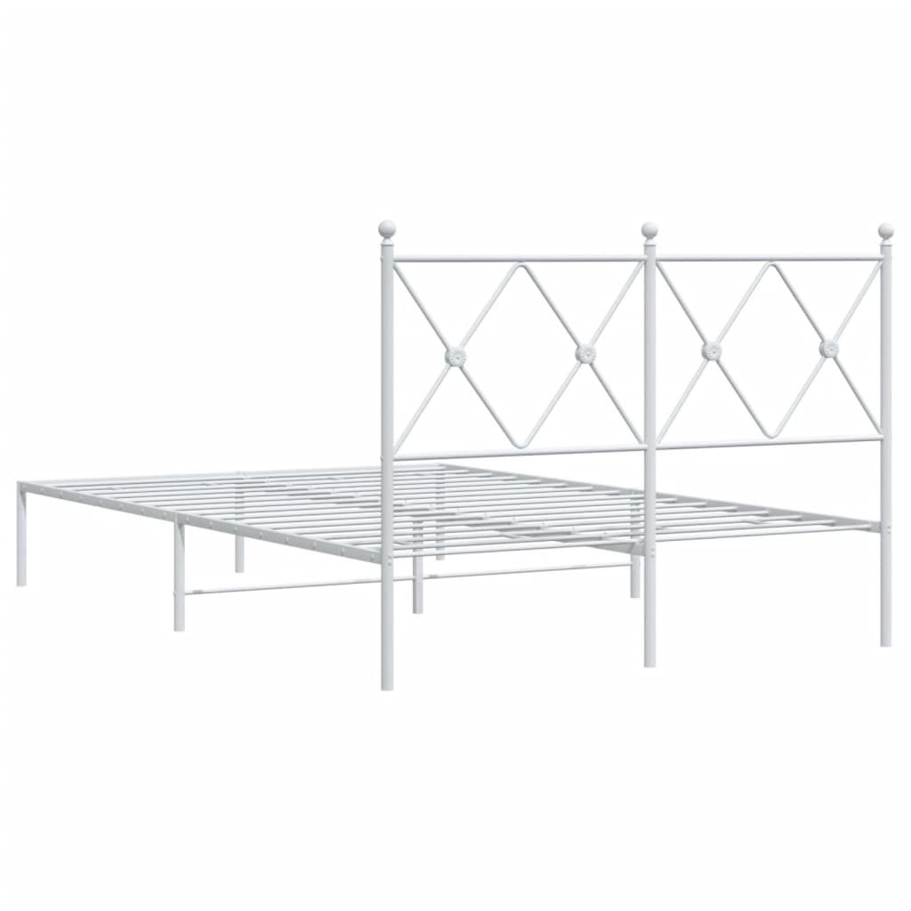 vidaXL Bed Frame | White | Steel | 120x200 cm | Bed Frame | Rectangular | Modern