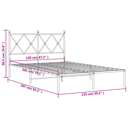 vidaXL Bed Frame | White | Steel | 120x200 cm | Bed Frame | Rectangular | Modern