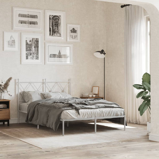 vidaXL Bed Frame | White | Steel | 120x200 cm | Bed Frame | Rectangular | Modern