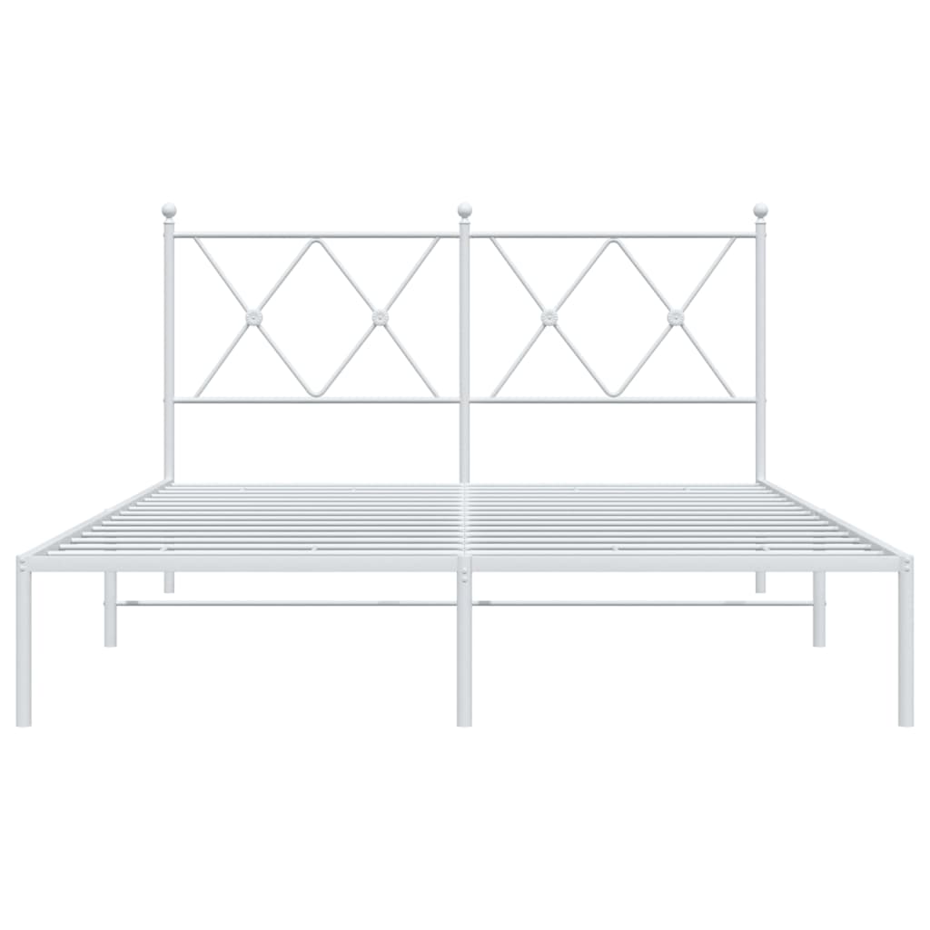 vidaXL Metal Bed Frame without Mattress with Headboard White 135x190cm