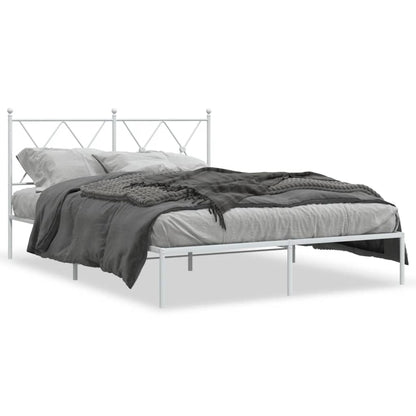 vidaXL Bed Frame | White | Steel | Double | Bed Frame | Rectangular | Modern