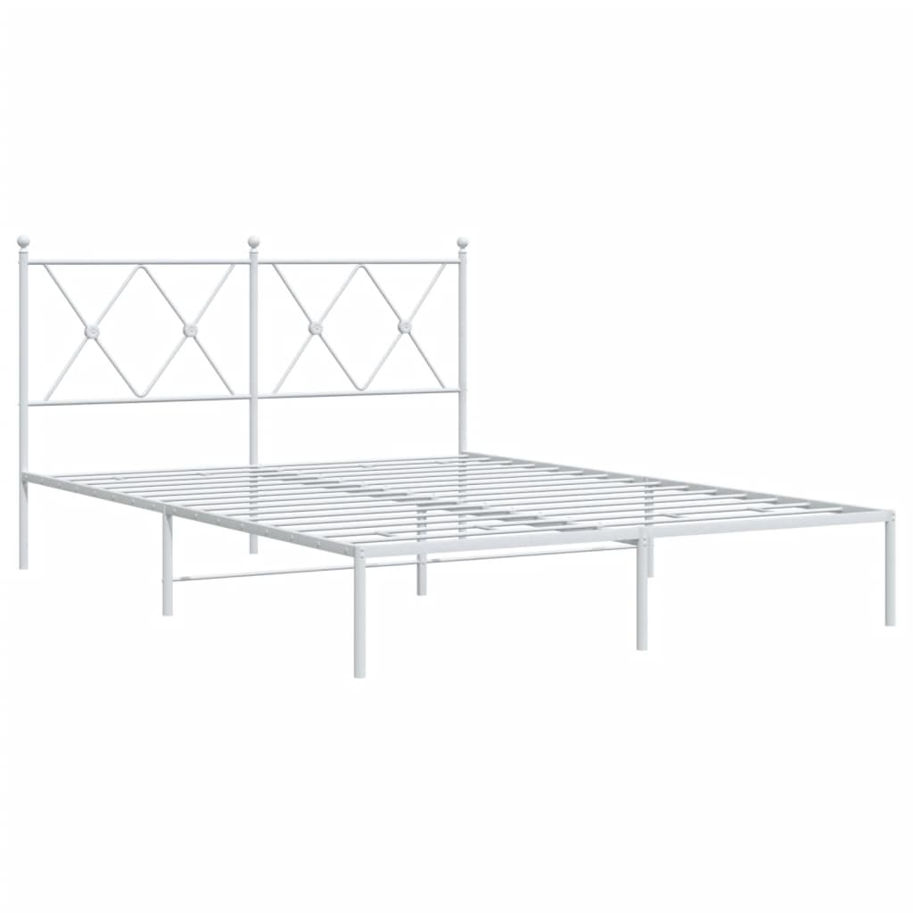 vidaXL Bed Frame | White | Steel | Double | Bed Frame | Rectangular | Modern