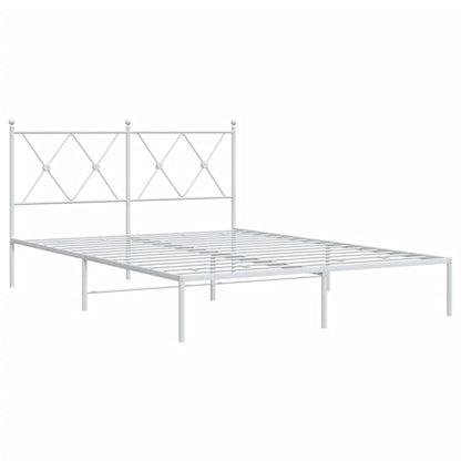 vidaXL Bed Frame | White | Steel | Double | Bed Frame | Rectangular | Modern