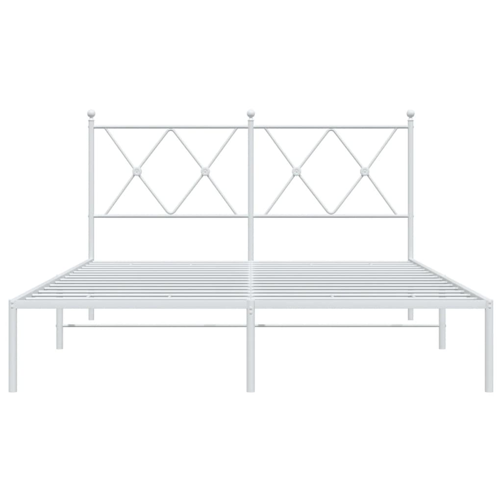 vidaXL Bed Frame | White | Steel | Double | Bed Frame | Rectangular | Modern