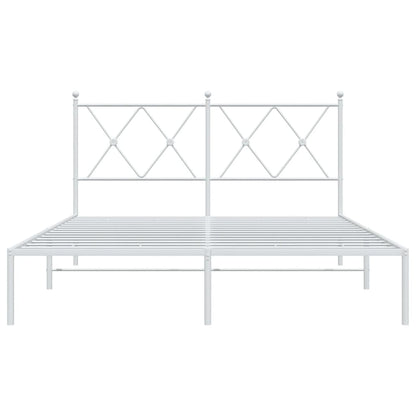 vidaXL Bed Frame | White | Steel | Double | Bed Frame | Rectangular | Modern