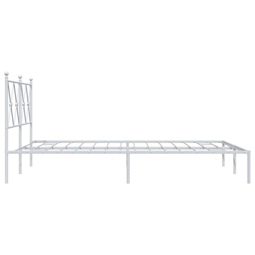 vidaXL Bed Frame | White | Steel | Double | Bed Frame | Rectangular | Modern