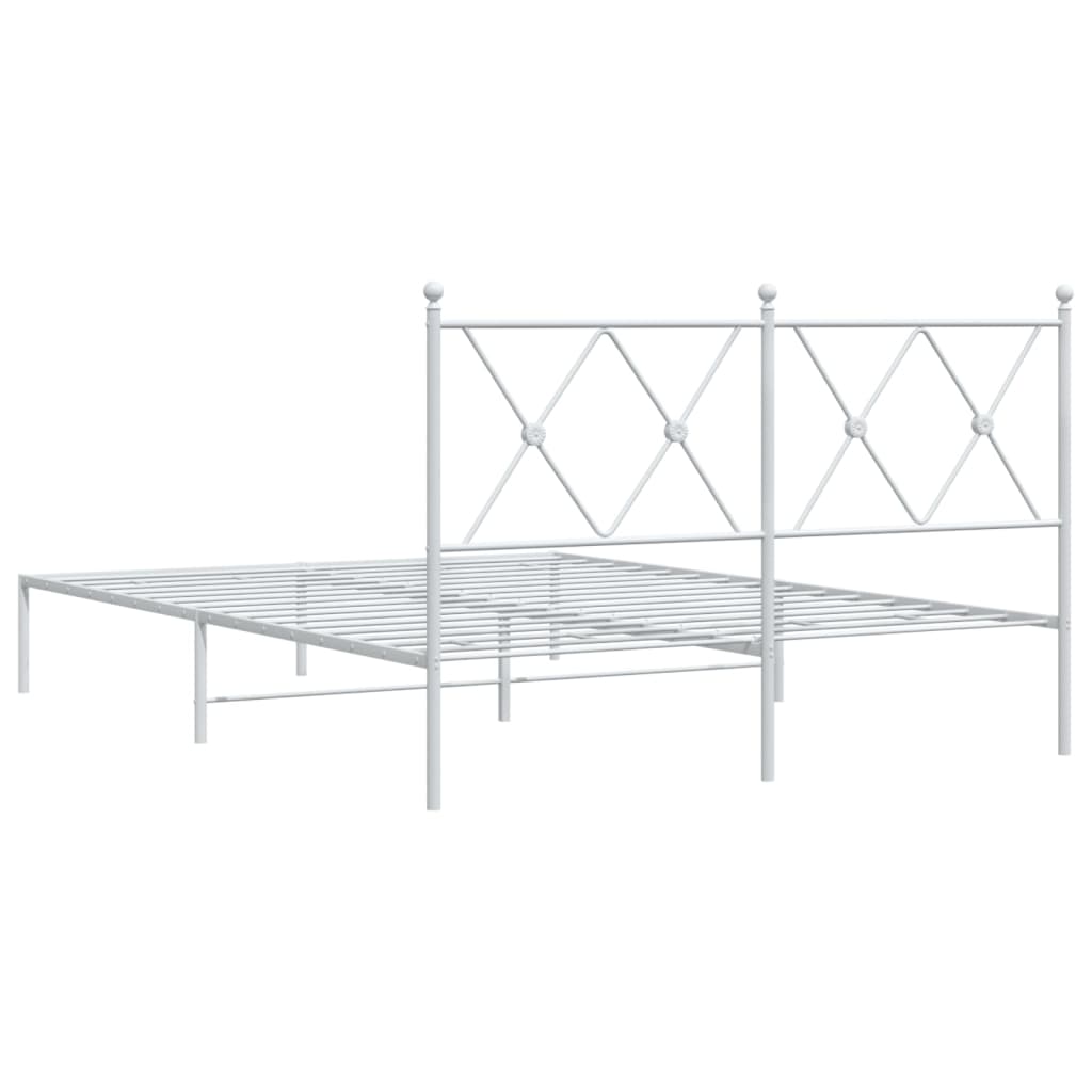 vidaXL Bed Frame | White | Steel | Double | Bed Frame | Rectangular | Modern