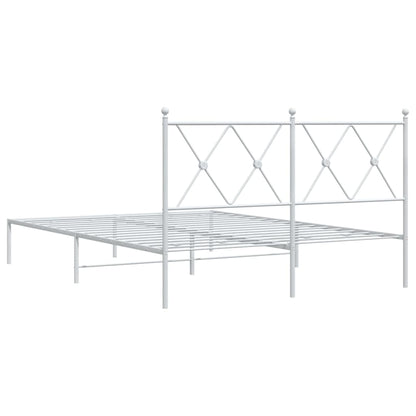vidaXL Bed Frame | White | Steel | Double | Bed Frame | Rectangular | Modern