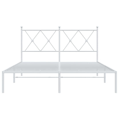 vidaXL Metal Bed Frame without Mattress with Headboard White 140x200cm