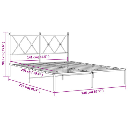 vidaXL Metal Bed Frame without Mattress with Headboard White 140x200cm