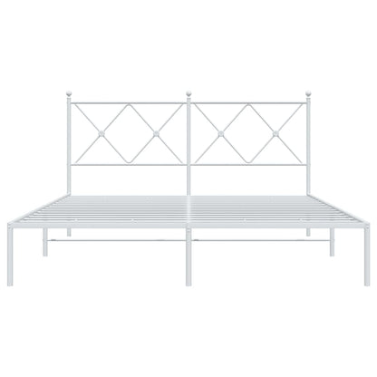 vidaXL Metal Bed Frame without Mattress with Headboard White 150x200cm